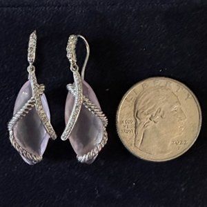 David Yurman Pink drop earrings with diamonds